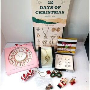 Christmas Holiday Jewelry Lot Maurices CZ Sets Earrings Bracelets Brooches Gift